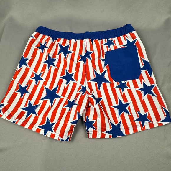 Mad Engine Mens Stars and Stripes Swim Trunks Red White Blue Patriotic Large NEW - Picture 2 of 6